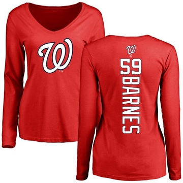 Women's Washington Nationals Jacob Barnes ＃59 Backer Slim Fit Long Sleeve T-Shirt - Red