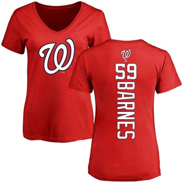 Women's Washington Nationals Jacob Barnes ＃59 Backer Slim Fit T-Shirt - Red