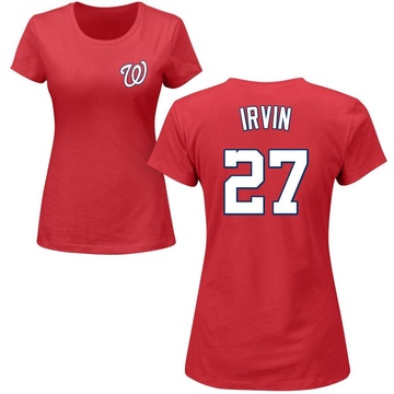 Women's Washington Nationals Jake Irvin ＃27 Roster Name & Number T-Shirt - Red