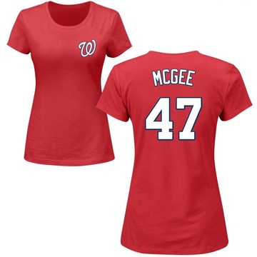 Women's Washington Nationals Jake McGee ＃47 Roster Name & Number T-Shirt - Red