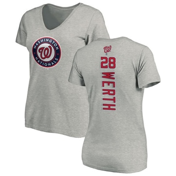 Women's Washington Nationals Jayson Werth ＃28 Backer Slim Fit T-Shirt Ash