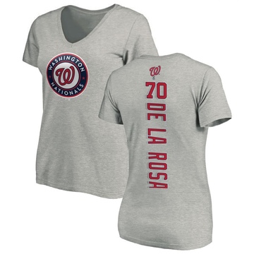 Women's Washington Nationals Jeremy De La Rosa ＃70 Backer Slim Fit T-Shirt Ash