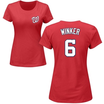 Women's Washington Nationals Jesse Winker ＃6 Roster Name & Number T-Shirt - Red