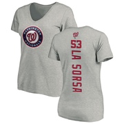 Women's Washington Nationals Joe La Sorsa ＃53 Backer Slim Fit T-Shirt Ash