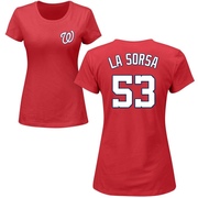 Women's Washington Nationals Joe La Sorsa ＃53 Roster Name & Number T-Shirt - Red