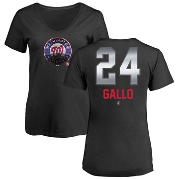 Women's Washington Nationals Joey Gallo ＃24 Midnight Mascot V-Neck T-Shirt - Black