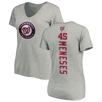 Women's Washington Nationals Joey Meneses ＃45 Backer Slim Fit T-Shirt Ash