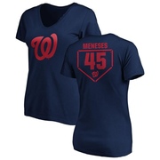 Women's Washington Nationals Joey Meneses ＃45 RBI Slim Fit V-Neck T-Shirt - Navy