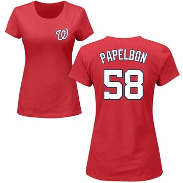 Women's Washington Nationals Jonathan Papelbon ＃58 Roster Name & Number T-Shirt - Red