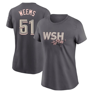 Women's Washington Nationals Jordan Weems ＃51 2022 City Connect Name & Number T-Shirt - Gray