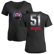 Women's Washington Nationals Jordan Weems ＃51 Midnight Mascot V-Neck T-Shirt - Black