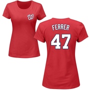 Women's Washington Nationals Jose Ferrer ＃47 Roster Name & Number T-Shirt - Red