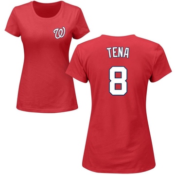 Women's Washington Nationals Jose Tena ＃8 Roster Name & Number T-Shirt - Red