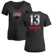 Women's Washington Nationals Josh Rogers ＃13 Midnight Mascot V-Neck T-Shirt - Black