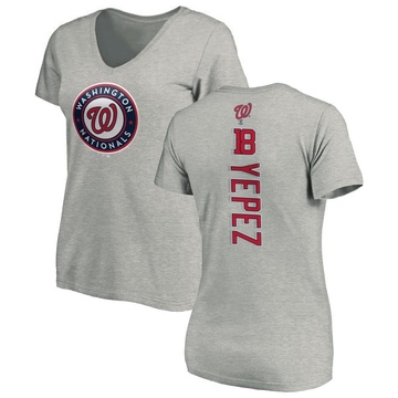 Women's Washington Nationals Juan Yepez ＃18 Backer Slim Fit T-Shirt Ash