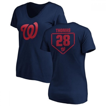 Women's Washington Nationals Lane Thomas ＃28 RBI Slim Fit V-Neck T-Shirt - Navy