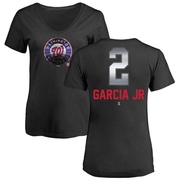 Women's Washington Nationals Luis Garcia Jr. ＃2 Midnight Mascot V-Neck T-Shirt - Black