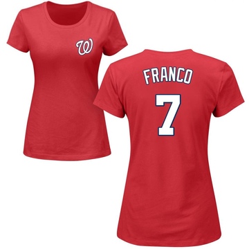 Women's Washington Nationals Maikel Franco ＃7 Roster Name & Number T-Shirt - Red