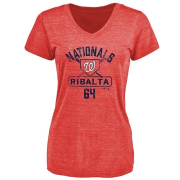 Women's Washington Nationals Orlando Ribalta ＃64 Base Runner T-Shirt - Red