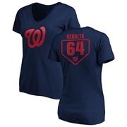 Women's Washington Nationals Orlando Ribalta ＃64 RBI Slim Fit V-Neck T-Shirt - Navy