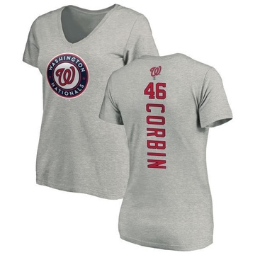 Women's Washington Nationals Patrick Corbin ＃46 Backer Slim Fit T-Shirt Ash