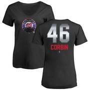 Women's Washington Nationals Patrick Corbin ＃46 Midnight Mascot V-Neck T-Shirt - Black