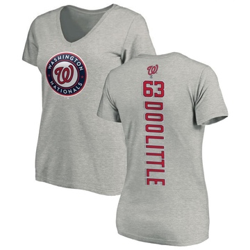 Women's Washington Nationals Sean Doolittle ＃63 Backer Slim Fit T-Shirt Ash