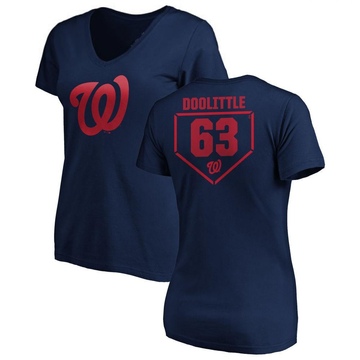 Women's Washington Nationals Sean Doolittle ＃63 RBI Slim Fit V-Neck T-Shirt - Navy