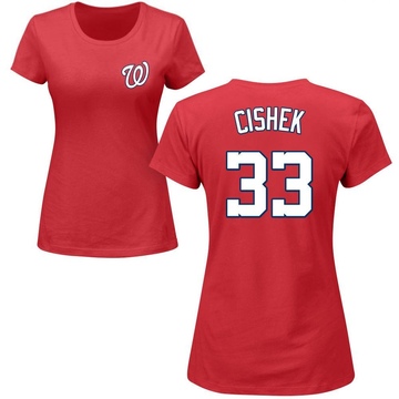 Women's Washington Nationals Steve Cishek ＃33 Roster Name & Number T-Shirt - Red