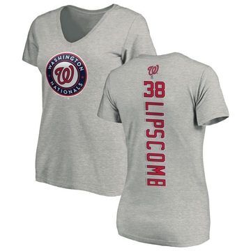 Women's Washington Nationals Trey Lipscomb ＃38 Backer Slim Fit T-Shirt Ash