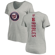 Women's Washington Nationals Victor Robles ＃16 Backer Slim Fit T-Shirt Ash