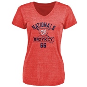 Women's Washington Nationals Zach Brzykcy ＃66 Base Runner T-Shirt - Red