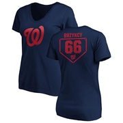 Women's Washington Nationals Zach Brzykcy ＃66 RBI Slim Fit V-Neck T-Shirt - Navy