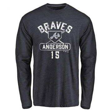 Youth Atlanta Braves Brian Anderson ＃15 Base Runner Long Sleeve T-Shirt - Navy