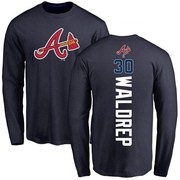 Youth Atlanta Braves Hurston Waldrep ＃30 Backer Long Sleeve T-Shirt - Navy