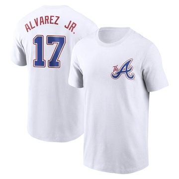 Youth Atlanta Braves Nacho Alvarez Jr. ＃17 2023 City Connect Name & Number T-Shirt - White