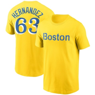 Youth Boston Red Sox Darwinzon Hernandez ＃63 City Connect Name & Number T-Shirt - Gold