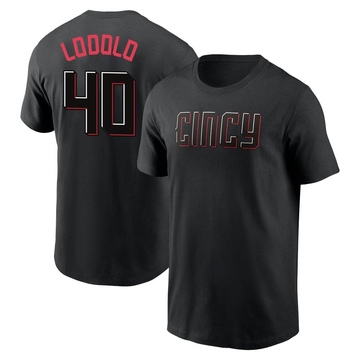 Youth Cincinnati Reds Nick Lodolo ＃40 2023 City Connect Name & Number T-Shirt - Black