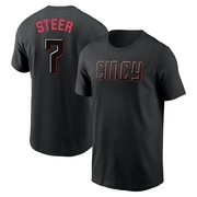 Youth Cincinnati Reds Spencer Steer ＃7 2023 City Connect Name & Number T-Shirt - Black