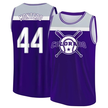 Youth Colorado Rockies Elehuris Montero ＃44 Legend Baseball Tank Top - Purple/Gray