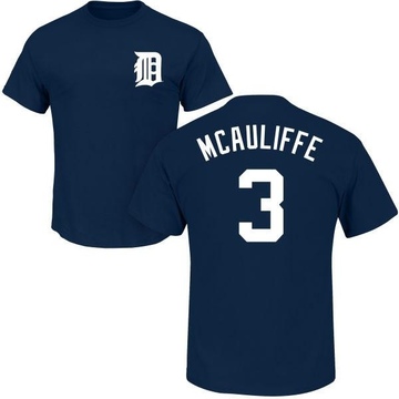 Youth Detroit Tigers Dick Mcauliffe ＃3 Roster Name & Number T-Shirt - Navy