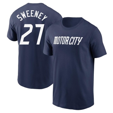 Youth Detroit Tigers Trey Sweeney ＃27 2024 City Connect Fuse Name & Number T-Shirt - Navy