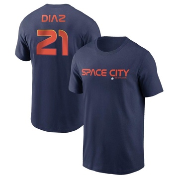 Youth Houston Astros Yainer Diaz ＃21 2022 City Connect Name & Number T-Shirt - Navy