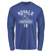 Youth Kansas City Royals Bret Saberhagen ＃18 Base Runner Long Sleeve T-Shirt - Royal