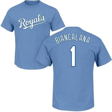 Youth Kansas City Royals Buddy Biancalana ＃1 Roster Name & Number T-Shirt - Light Blue