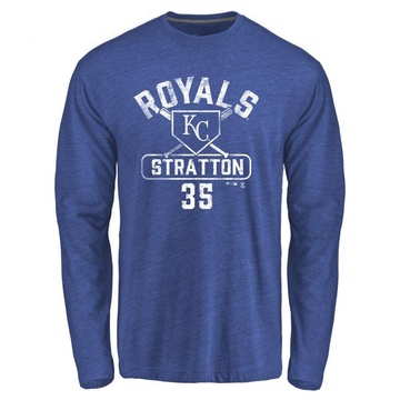 Youth Kansas City Royals Chris Stratton ＃35 Base Runner Long Sleeve T-Shirt - Royal