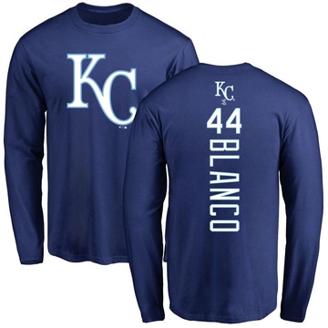 Youth Kansas City Royals Dairon Blanco ＃44 Backer Long Sleeve T-Shirt - Royal