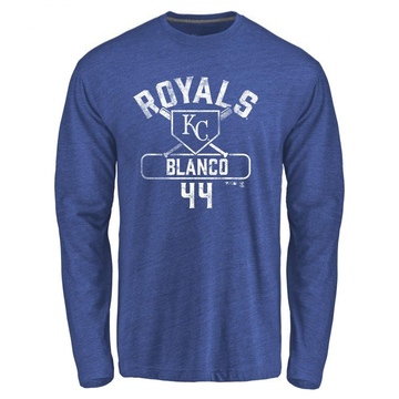 Youth Kansas City Royals Dairon Blanco ＃44 Base Runner Long Sleeve T-Shirt - Royal