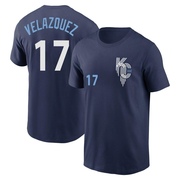 Youth Kansas City Royals Nelson Velazquez ＃17 2022 City Connect Name & Number T-Shirt - Navy