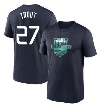 Youth Los Angeles Angels Mike Trout ＃27 Game 2023 All-Star Outdoors Local Legend Name & Number T-Shirt - Navy